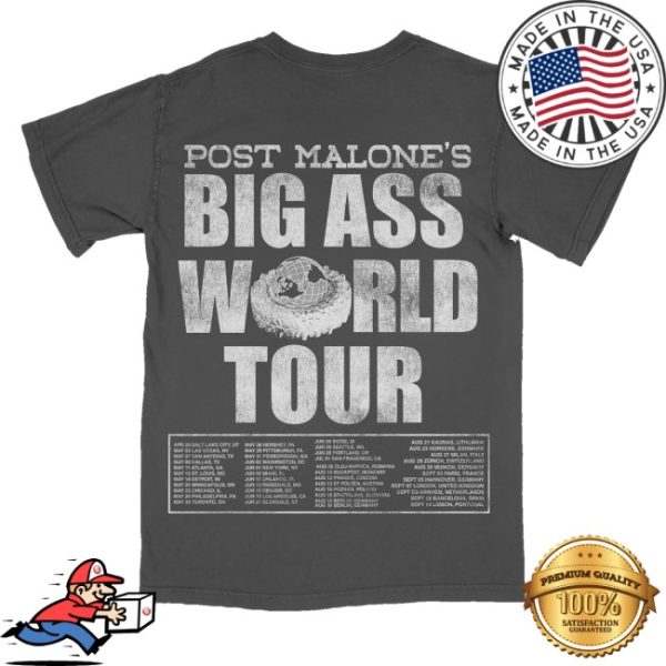 kenny Post Malone Official Shop The Big Ass World Tour Charcoal Shirt