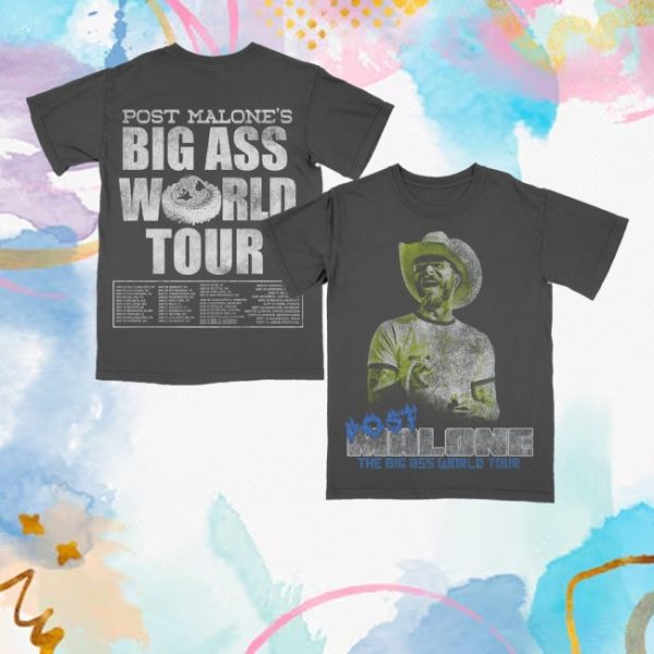 kenny Post Malone Official Shop The Big Ass World Tour Charcoal Shirtss