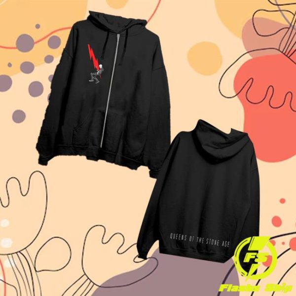 kenny Qotsa Merch Lightning Bolt Black Zip Hoodiev