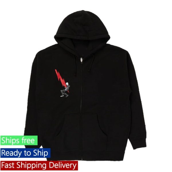 kenny Queens Of The Stone Age Merch Store Lightning Bolt Black Zip Hoodie