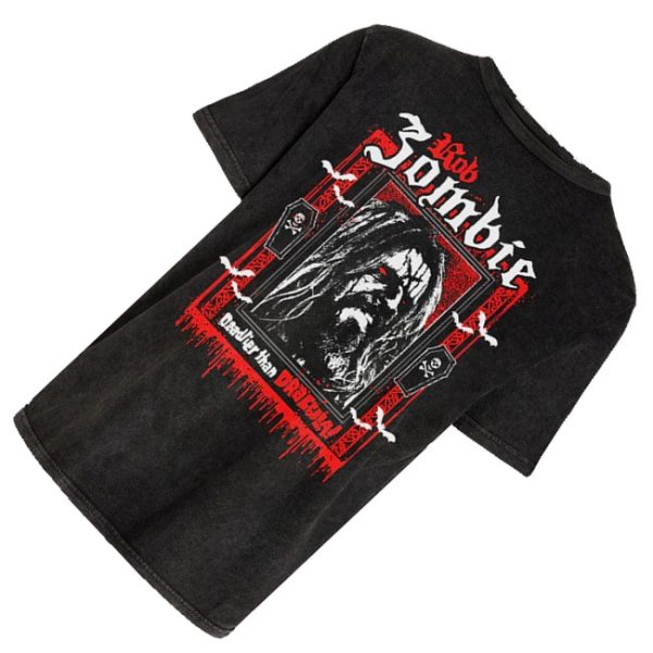 kenny Rob Zombie Merch Deadlier Than Dracula Vintage Mineral Washed Tee0