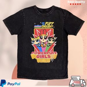 kenny Rock Off Trade Merch Power Puff Girls Unisex Stone Wash Shirt Are You Puff Enough Black