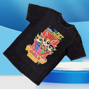 kenny Rock Off Trade Merch Power Puff Girls Unisex Stone Wash Shirt Are You Puff Enough Black0