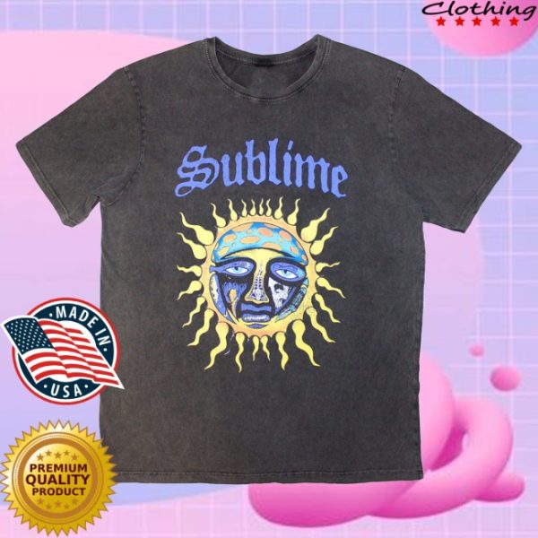 kenny Rock Off Trade Merch Sublime Unisex Stone Wash Shirt Sun Logo Charcoal Grey