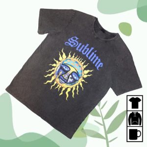 kenny Rock Off Trade Merch Sublime Unisex Stone Wash Shirt Sun Logo Charcoal Grey0