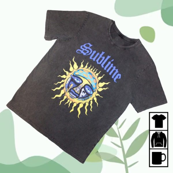 kenny Rock Off Trade Merch Sublime Unisex Stone Wash Shirt Sun Logo Charcoal Grey0