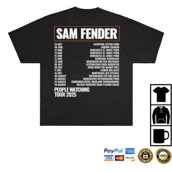 kenny Sam Fender Merch Store People Watching Tour 2025 Dateback Shirt