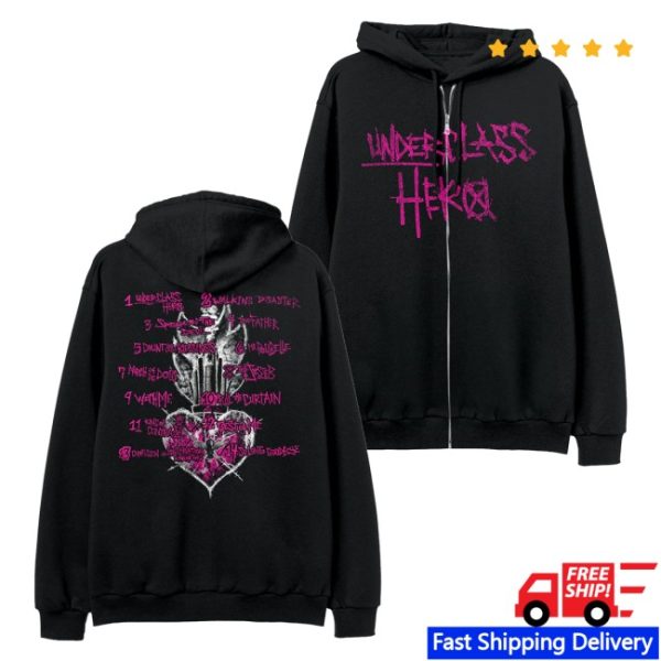 kenny Sum 41 Store Underclass Hero Anniversary Tracklist Zip Hoodie Black1