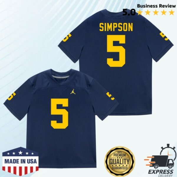 kenny The M Den Shop Merch Michigan Wolverines 5 Anthony Simpson Student Athlete Blue Football Jersey0