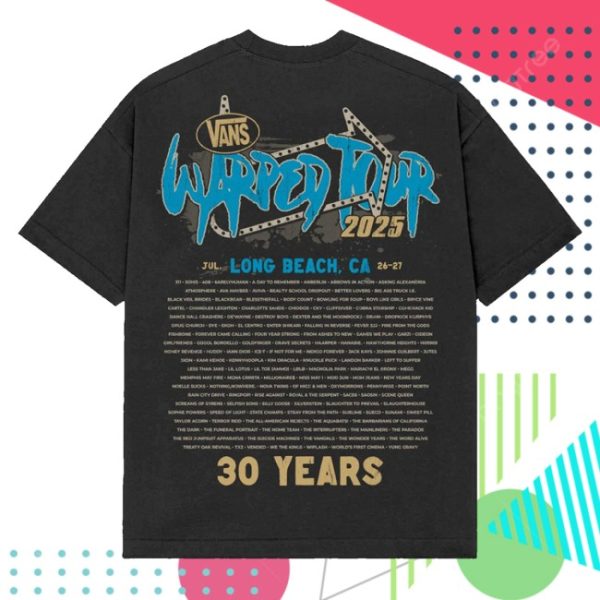 kenny Vans Warped Tour Merch Vans Warped Tour Long Beach Official Lineup Tee0