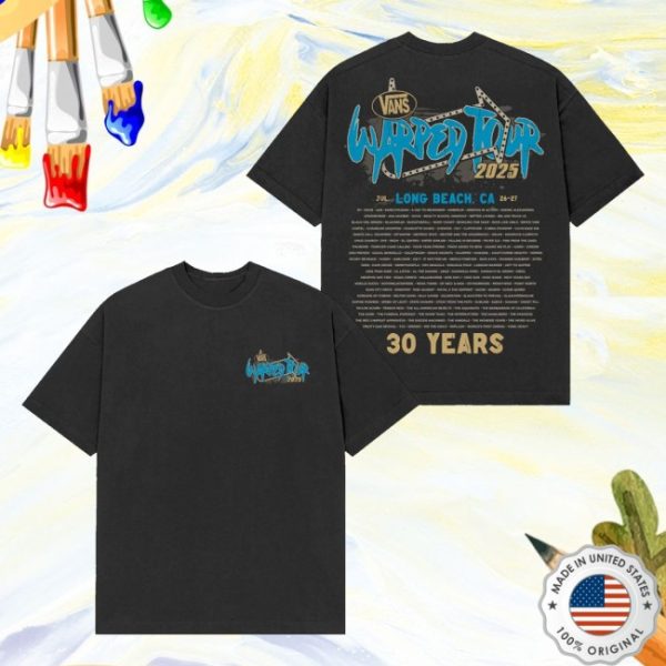 kenny Vans Warped Tour Merch Vans Warped Tour Long Beach Official Lineup Tee1