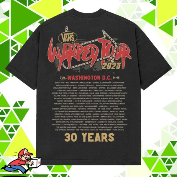 kenny Vans Warped Tour Merch Vans Warped Tour Washington DC Official Lineup Tee0