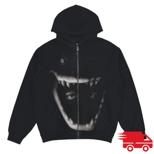 kenny Yeat Official Store Dangerous Summer Jaws Zip Hoodie
