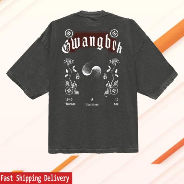 kenny sau Black Letter Taegeuk Drop Shoulder Shirt