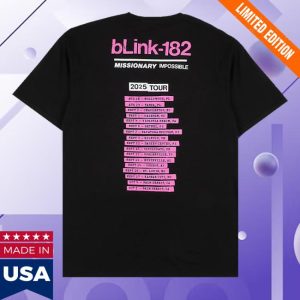 kenny sau Official Blink182 Merch Shop Store Missionary Impossible Tour Black Shirt