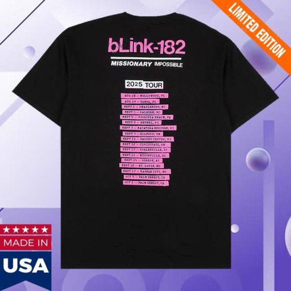 kenny sau Official Blink182 Merch Shop Store Missionary Impossible Tour Black Shirt