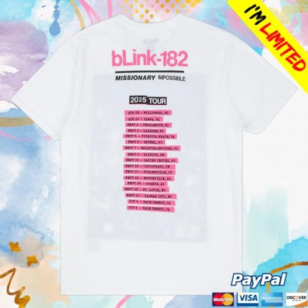 kenny sau Official Blink182 Merch Shop Store Missionary Impossible Tour White Shirt