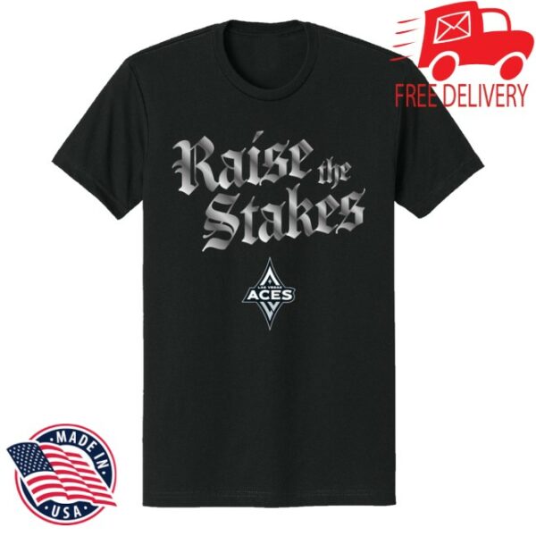 kenny Aces Team Shop Merrch Store Las Vegas Aces Raise The Stakes 2025 Playoffs Black Tee