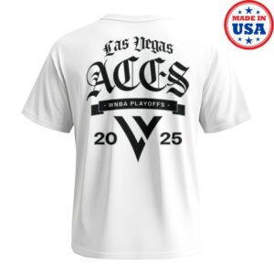kenny Aces Team Shop Merrch Store Las Vegas Aces Raise The Stakes 2025 Playoffs White Tees