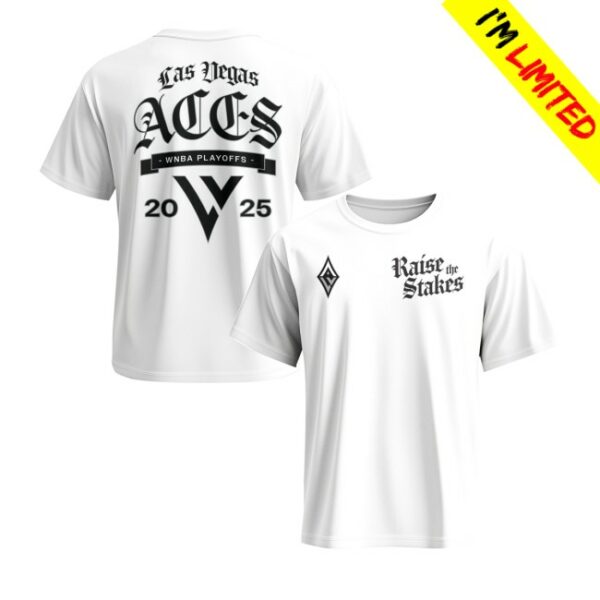 kenny Aces Team Shop Merrch Store Las Vegas Aces Raise The Stakes 2025 Playoffs White Teess