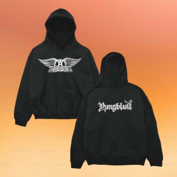 kenny Aerosmith Merch Store Aerosmith Yungblud One More Time Black Hoodiess