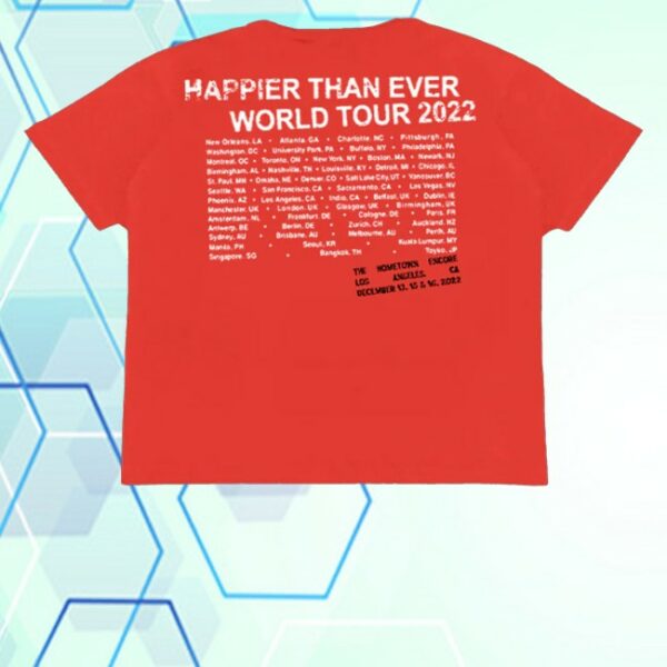 kenny Billie Eilish Merch Store Homecoming Stamped Red Tour Shirt
