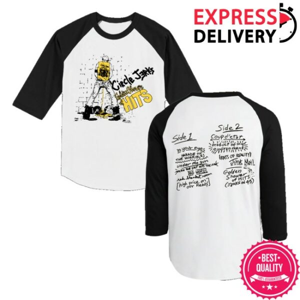 kenny Circle Jerks Merch Store Golden Shower Of Hits Raglan White Black