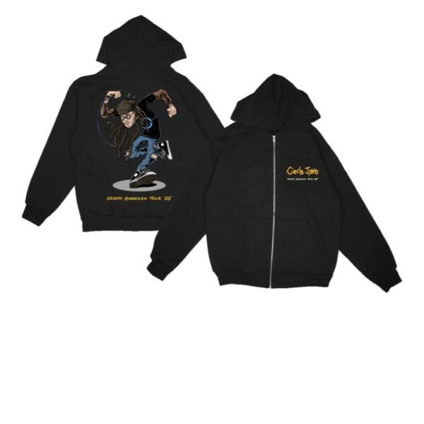 kenny Circle Jerks Merch Store Skankman 2025 Tour Zip Up Hoodiess