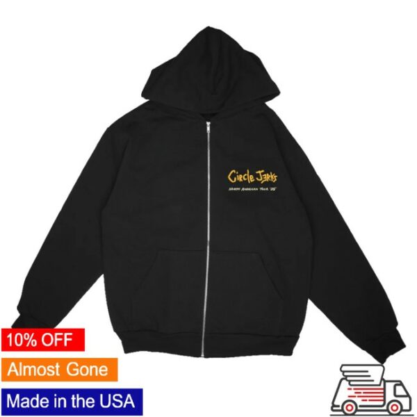 kenny Circle Jerks Store Merch Skankman 2025 Tour Zip Up Hoodie Black