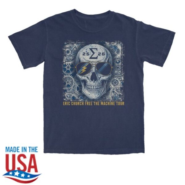 kenny Eric Church Store Free The Machine Tour Navy Skull Shirt