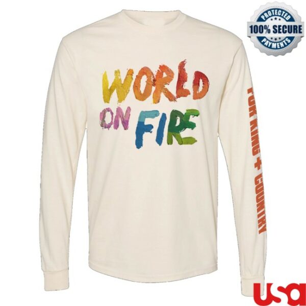 kenny For King And Country Merch World On Fire Long Sleeve Tee Ivory0