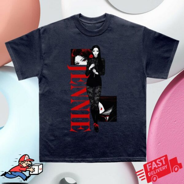 kenny Jennie Merch Back To School Anime Washed Black Tee