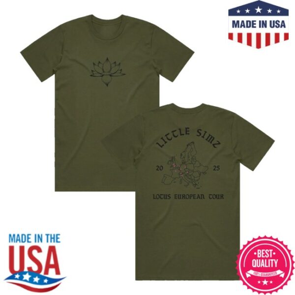kenny Little Simz Store Merch Lotus Tour European Map Army Green Shirtss