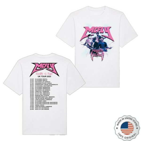 kenny Mcfly Merch Power To Play Band Uk 2023 White Tour Tee1