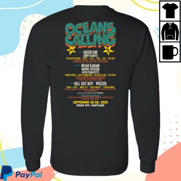 kenny Oceans Calling Festival Merch Rollercoaster Lineup Long Sleeve Tee