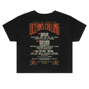 kenny Oceans Calling Festival Merch Womens Rose Lineup Crop Tee