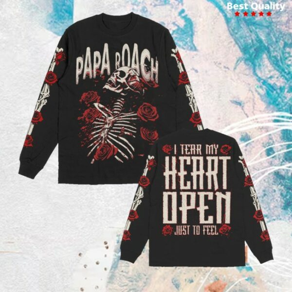 kenny Papa Roach Merch Store Skeleton Roses Long Sleeve