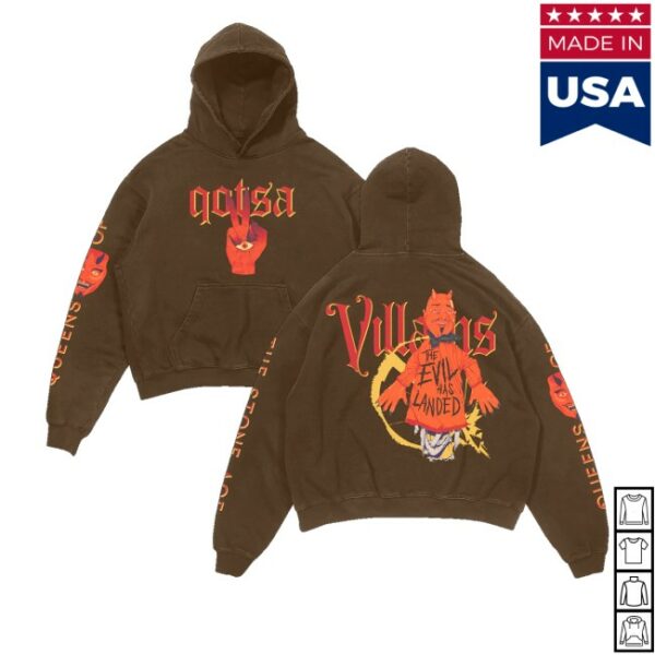 kenny Qotsa Store Merch The Evil Has Landed Brown Hoodiess