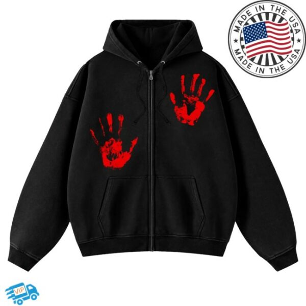 kenny Rory Merch Store Handprint Zip Hoodie Black0