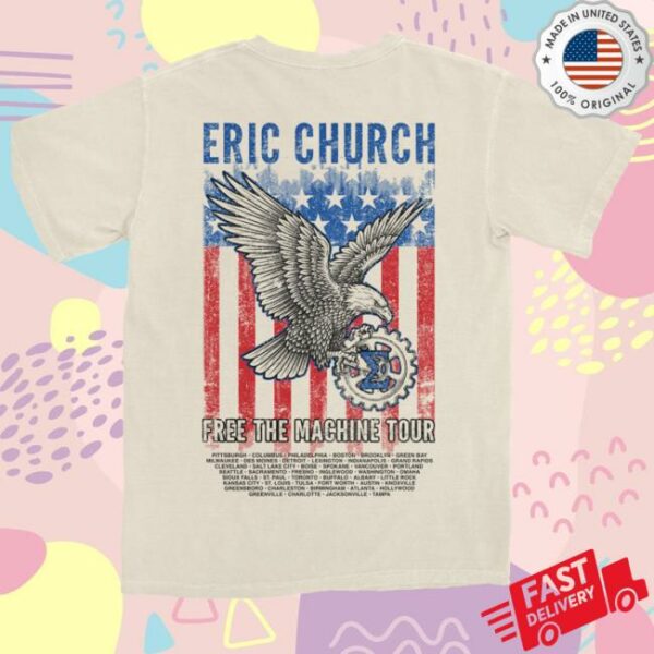kenny sau Eric Church Merch Shop Free The Machine Tour Natural Eagle Shirt