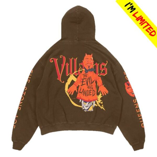 kenny sau Queens Of The Stone Age Merch Shop Store The Evil Has Landed Brown Hoodie
