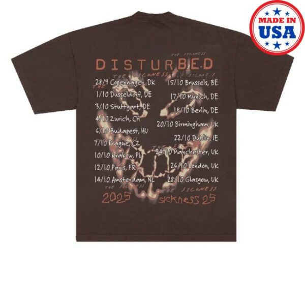 kenny sauDisturbed Uk Merch Shop Store Stupify The Sickness 25 Tour Shirt