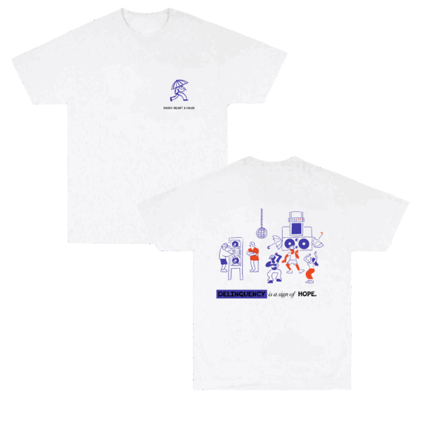 Unik Clothing Merch Store Rainy Heart X Unik Delinquency Shirt White