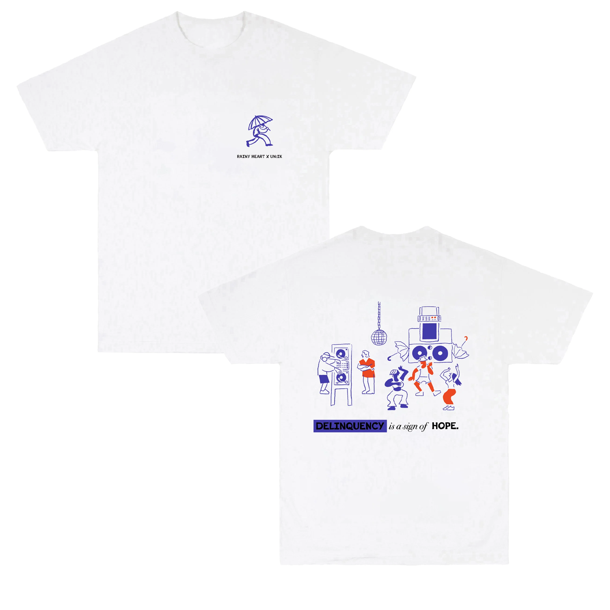 Unik Clothing Merch Store Rainy Heart X Unik Delinquency Shirt White Unik Clothing Merch Store Rainy Heart X Unik Delinquency Shirt White