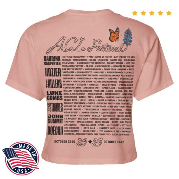 kenny Acl Music Festival Merch Womens Bluebonnet Lineup Crop Tee