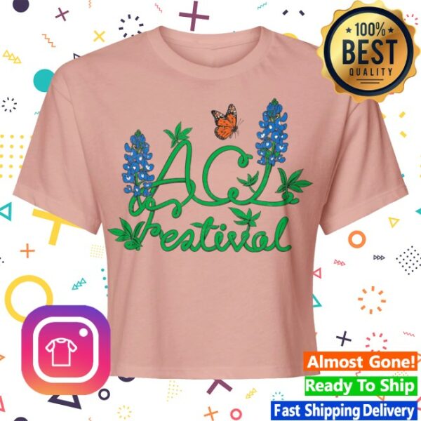 kenny Acl Music Festival Merch Womens Bluebonnet Lineup Crop Tee0