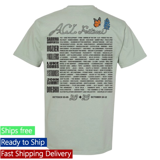 kenny Acl Music Festival Store Merch Bluebonnet Skull Lineup Tee kenny Acl Music Festival Store Merch Bluebonnet Skull Lineup Tee