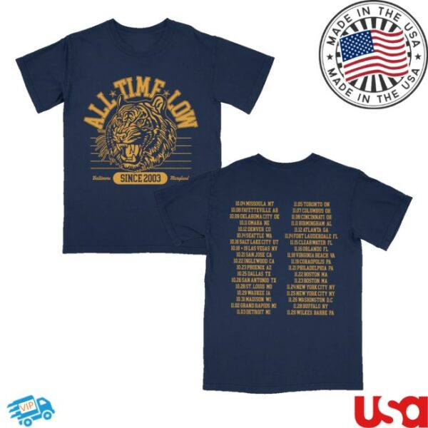 kenny All Time Low Merch Store All Time Low Tiger Dateback Teess