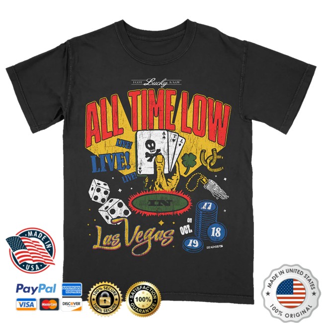 kenny All Time Low Store Merch I Got Lucky Saw Atl Live In Vegas Tee kenny All Time Low Store Merch I Got Lucky Saw Atl Live In Vegas Tee
