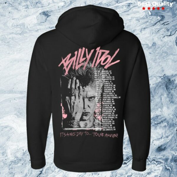 kenny Billy Idol Store Merch Pink Scratch Billy 2025 Na Tour Black Hoodie0